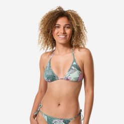 Góra kostiumu kąpielowego surfingowego damska Decathlon Mae Numea. Brązowe bikini damskie Decathlon, l, bez wzorów. Za 39.99 zł.