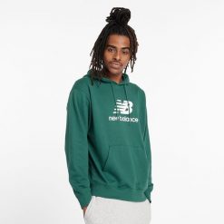 Bluza męska New Balance MT41501NWG – zielona. Zielone bluzy męskie New Balance, m, z aplikacjami, z bawełny, bez kaptura. Za 149.99 zł.