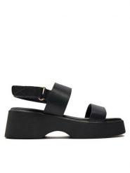 Aldo Sandały Thilda 13734051 Czarny. Czarne sandały damskie Aldo, bez wzorów, ze skóry, bez obcasa, na koturnie, bez zapięcia. Za 189.99 zł.