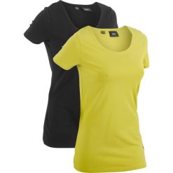 Długi t-shirt (2 szt.), krótki rękaw bonprix pistacjowy + czarny. Czarne t-shirty damskie bonprix. Za 49.98 zł.