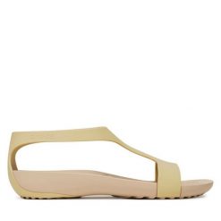 Sandały Crocs. Zielone sandały damskie Crocs, bez wzorów, bez obcasa, na płaskiej podeszwie, bez zapięcia. Za 149.99 zł.