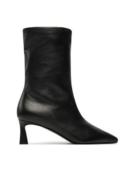 Pollini Botki SA24135C1LTI0000 Czarny. Czarne botki damskie Pollini, ze skóry, bez obcasa, na szpilce, bez zapięcia. Za 1,569.00 zł.