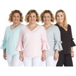 Elegancka bluzka rękaw falbanka oversize. Bluzki damskie marki Moda Size Plus Iwanek. Za 109.00 zł.