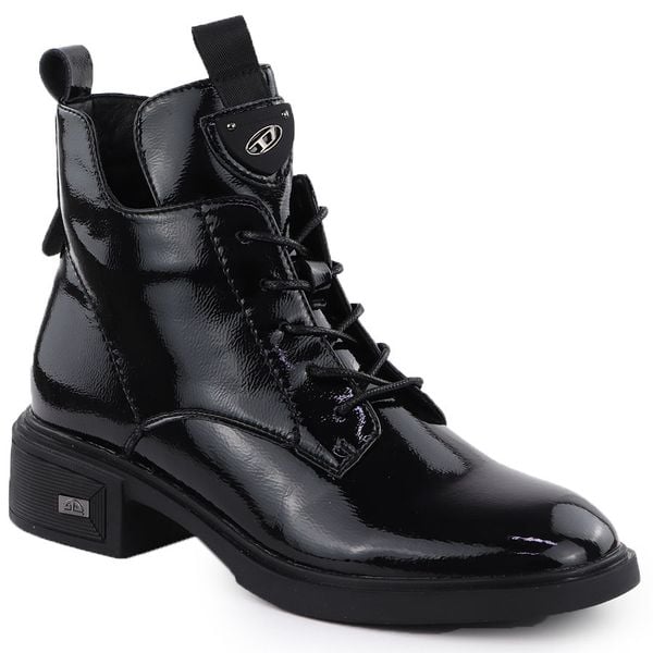 Skórzane lakierowane botki na klocku czarne Vinceza 26-39954. Czarne botki damskie VINCEZA, z lakierowanej skóry, eleganckie, bez obcasa, bez zapięcia. Za 229.99 zł.