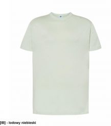 T-shirt JHK TSRA 150 - męski z krótkim rękawem wzmocniony lycrą ściągacz, 100% bawełna, 155-160g - lodowy niebieski L. Niebieskie t-shirty męskie JHK, l, bez wzorów, z bawełny, bez kołnierzyka. Za 20.50 zł.