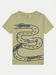 NAME IT T-Shirt Borris 13238894 Zielony Regular Fit. Zielone t-shirty dla chłopców Name it, bez wzorów, z bawełny, bez ramiączek. Za 29.99 zł.