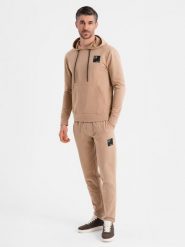 Komplet dresowy męski bluza z kapturem + spodnie dresowe - brązowy V3 Z107 M. Brązowe bluzy męskie Ombre, m, bez wzorów, z dresówki, z kapturem. Za 605.15 zł.