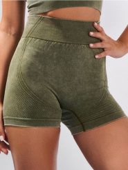 Szorty sportowe z ozdobnymi przeszyciami - zielony. Zielone szorty sportowe damskie Sinsay, l, bez wzorów, sportowe. Za 32.99 zł.