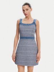 Guess Sukienka codzienna W5GK77 WH610 Niebieski Slim Fit. Niebieskie sukienki damskie Guess, na co dzień, l, z aplikacjami, z bawełny, bez kołnierzyka, bez ramiączek, proste. W wyprzedaży za 399.99 zł.