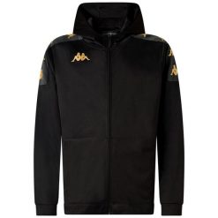 Kurtka z dresu Kappa Grevolo. Czarne kurtki męskie Kappa, bez wzorów, z dresówki, sportowe, bez kaptura. Za 285.50 zł.