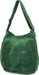 Vera Pelle Ciemno- zielona zamszowa torebka damska A4 skórzana worek K49. Zielone torebki do ręki damskie Vera Pelle, bez wzorów, z zamszu, zamszowe, bez dodatków. Za 186.99 zł.