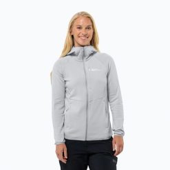 Bluza polarowa damska Jack Wolfskin Kolbenberg Hooded Fz. Szare bluzy damskie Jack Wolfskin, bez wzorów, z polaru, bez kaptura, trekkingowe. Za 439.99 zł.