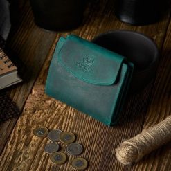 Paolo Peruzzi Portfel damski skórzany vintage zielony RFID T-12-GR. Zielone portfele damskie Paolo Peruzzi, bez wzorów. Za 116.09 zł.