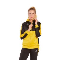 Kurtka treningowa z kapturem dla kobiet Erima Six Wings. Czarne bluzy sportowe damskie Erima, s, bez wzorów, z materiału, z kapturem, do piłki ręcznej. W wyprzedaży za 239.00 zł.