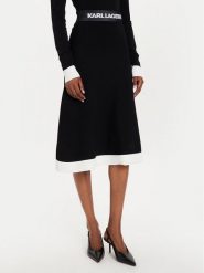 KARL LAGERFELD Spódnica trapezowa 245W1230 Czarny Regular Fit. Czarne spódnice damskie KARL LAGERFELD, xs, bez wzorów, z wiskozy, trapezowe. Za 879.99 zł.