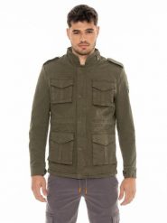 Kurtka z bawełna z zamek błyskawiczny na co dzień. Zielone kurtki męskie LEONE 1947 APPAREL, m, bez wzorów, z bawełny. Za 711.49 zł.