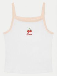 Guess Top J5GI07 KCU20 Biały Slim Fit. Białe t-shirty i topy dla dziewczynek Guess, z aplikacjami, z bawełny, bez ramiączek. Za 59.99 zł.