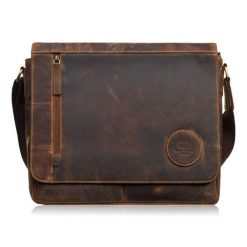 Męska brązowa torba na ramie ze skóry naturalnej vintage Paolo Peruzzi T-147-HBR. Brązowe torby na ramię męskie bez wzorów, ze skóry, biznesowe, na ramię. Za 359.00 zł.