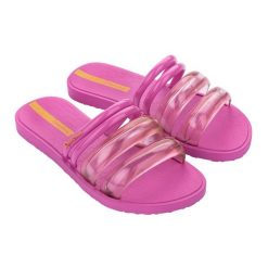 Klapki damskie Ipanema Puffer Slide. Czerwone klapki damskie Ipanema, bez wzorów, bez obcasa. Za 94.99 zł.