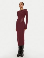 Patrizia Pepe Sukienka dzianinowa 8A1348 K195 M511 Bordowy Slim Fit. Czerwone sukienki damskie Patrizia Pepe, m, bez wzorów, z dzianiny, bez kołnierzyka, bez ramiączek. Za 1,399.00 zł.