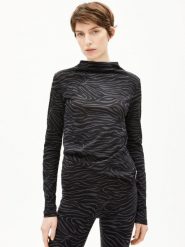 ARMEDANGELS koszulka z długim rękawem - Calunaa Zebraraa Kobiety Bawełna czarny|szary, M. Czarne t-shirty damskie ARMEDANGELS, m, bez wzorów, z bawełny, bez kołnierzyka. Za 169.95 zł.