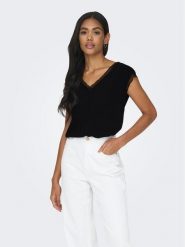 ONLY Bluzka 15252241 Czarny Regular Fit. Czarne bluzki damskie Only, xs, bez wzorów, z wiskozy, bez kołnierzyka, bez ramiączek. Za 109.99 zł.