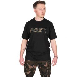 Koszulka Męska Wędkarska T-Shirt Fox Black/Camo Logo T. Brązowe t-shirty męskie FOX, m, bez wzorów, bez kołnierzyka. Za 91.99 zł.