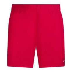 Szorty kąpielowe męskie Nike Essential 5" Volley. Czerwone krótkie spodenki sportowe męskie Nike, l, bez wzorów, z materiału, do pływania. Za 144.99 zł.