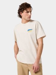 MESKA KOSZULKA WRANGLER SMALL GRAPHIC TEE VINTAGE WHITE 112362893. Białe t-shirty męskie Wrangler, xl, bez wzorów, vintage, bez kołnierzyka. Za 69.99 zł.
