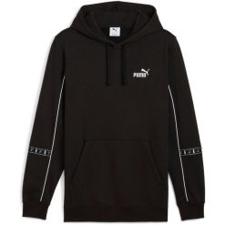 Bluza z kapturem Puma Ess Tape Layout Hoodie. Czarne bluzy dla dziewczynek Puma, bez wzorów, z bawełny, bez ramiączek, z kapturem. Za 227.45 zł.