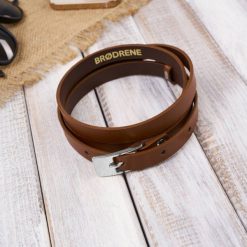 Pasek Skórzany Damski OPD-27 Brødrene Brązowy 110 cm. Brązowe paski damskie bez wzorów, z materiału, biznesowe. Za 42.99 zł.