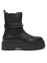 TWINSET Sztyblety 242TCP064 Czarny. Czarne botki damskie Twinset, ze skóry, bez obcasa, na płaskiej podeszwie, bez zapięcia. Za 849.99 zł.