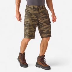 Bermudy outdoor Solognac 500 camo. Brązowe krótkie spodenki sportowe męskie SOLOGNAC, l, bez wzorów, z bawełny, outdoorowe. Za 79.99 zł.