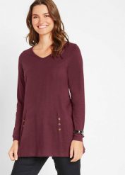 Długa bluzka z czystej bawełny. Czarne bluzki damskie bonprix, bez wzorów, z bawełny, bez kołnierzyka, bez ramiączek. Za 69.99 zł.