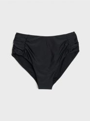 Dół od bikini z marszczeniami i wysokim stanem - czarny. Czarne bikini damskie Sinsay, xl, bez wzorów. Za 29.99 zł.