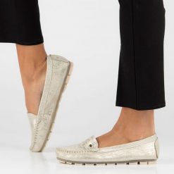 Złote skórzane mokasyny damskie Filippo Dp2037/26. Żółte mokasyny damskie Filippo, z jeansu, casualowe. Za 199.00 zł.