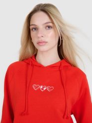4F Bluza dresowa nierozpinana z kapturem damska - czerwona S. Czerwone bluzy damskie 4f, s, bez wzorów, z bawełny, z kapturem. W wyprzedaży za 89.99 zł.