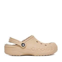 Klapki Crocs. Brązowe klapki damskie Crocs, bez wzorów, bez obcasa. Za 239.99 zł.