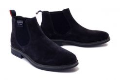 BUGATTI 311-AGS-30 4100 dark blue, botki męskie. Niebieskie botki męskie Bugatti, na zimę, bez wzorów, bez zapięcia. Za 429.90 zł.