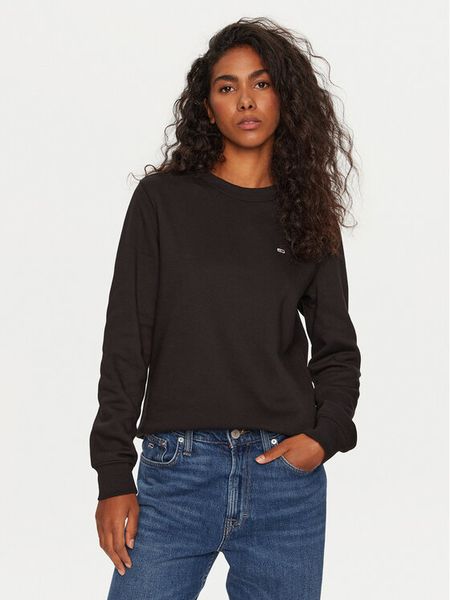 Tommy Jeans Bluza DW0DW19959 Czarny Regular Fit. Czarne bluzy damskie Tommy Jeans, xxs, bez wzorów, z bawełny, bez kaptura. Za 246.99 zł.