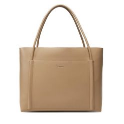 Torebka Calvin Klein. Brązowe torebki shopper damskie Calvin Klein, bez wzorów, klasyczne, bez dodatków. Za 409.99 zł.