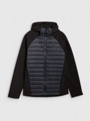 4F Kurtka softshell wiatroodporna membrana 5000 męska - czarna XL. Czarne kurtki męskie 4f, m, bez wzorów, z dzianiny, klasyczne, z kapturem. Za 299.99 zł.