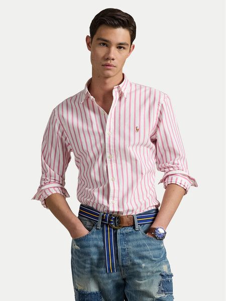 Polo Ralph Lauren Koszula 710906622002 Różowy Custom Fit. Czerwone koszule męskie Polo Ralph Lauren, m, bez wzorów, z bawełny, bez kołnierzyka, bez ramiączek. Za 459.99 zł.