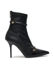 LOVE MOSCHINO Botki JA21099G0LIEZ000 Czarny. Czarne botki damskie Love Moschino, ze skóry, bez obcasa, na szpilce, bez zapięcia. Za 699.99 zł.