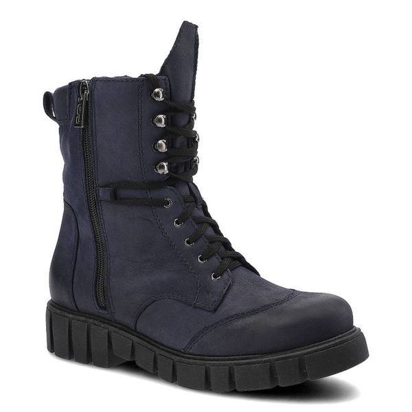 Granatowe Botki Simen Damskie Ocieplane Obuwie. Niebieskie botki damskie Simen, z nubiku, bez obcasa, bez zapięcia. Za 239.00 zł.