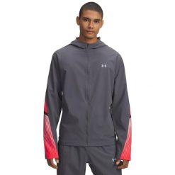 Kurtka z dresu Under Armour Velociti Storm. Szare kurtki męskie Under Armour, m, bez wzorów, z dresówki, do biegania. Za 322.50 zł.