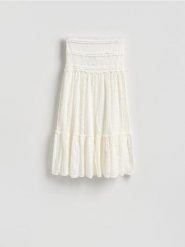 Koronkowa spódnica maxi - biały. Białe spódnice damskie Reserved, l, bez wzorów, z bawełny, maxi. Za 159.99 zł.