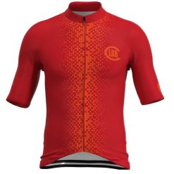 Koszulka rowerowa męska Unica czerwona. Czerwone buty sportowe męskie C-LAB, bez zapięcia, rowerowe. Za 329.17 zł.