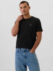 T-SHIRT MĘSKI GAP KOSZULKA 502022-02-XS. Czarne koszulki sportowe męskie GAP, m, bez wzorów, z bawełny, bez kołnierzyka, bez ramiączek, na fitness i siłownię. Za 99.00 zł.