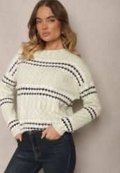 Jasnozielony Sweter z Bawełną w Paski Siadora. Zielone swetry damskie Renee, bez wzorów, z bawełny, biznesowe, bez kołnierzyka, bez ramiączek, bez kaptura. Za 69.99 zł.